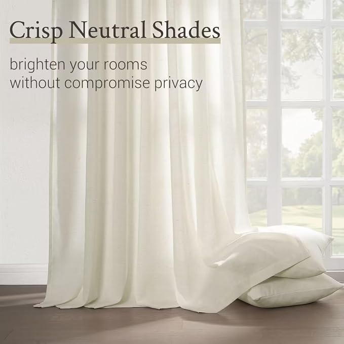 Topfinel Natural Pinch Pleated Linen Curtains 84 Inch Length 2 Panels - Image 3