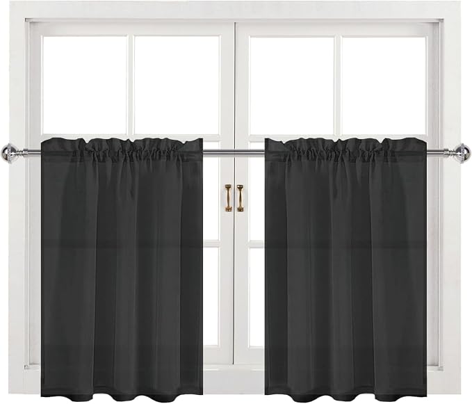 DWCN Sheer Curtains Semi Transparent Voile Rod Pocket Curtains - Image 9