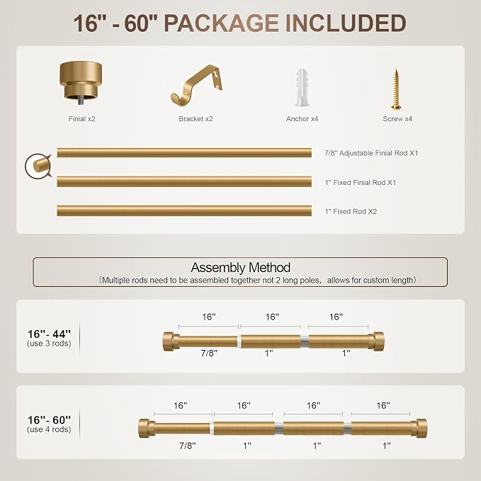 Lootkell Modern Gold Curtain Rods - Image 8