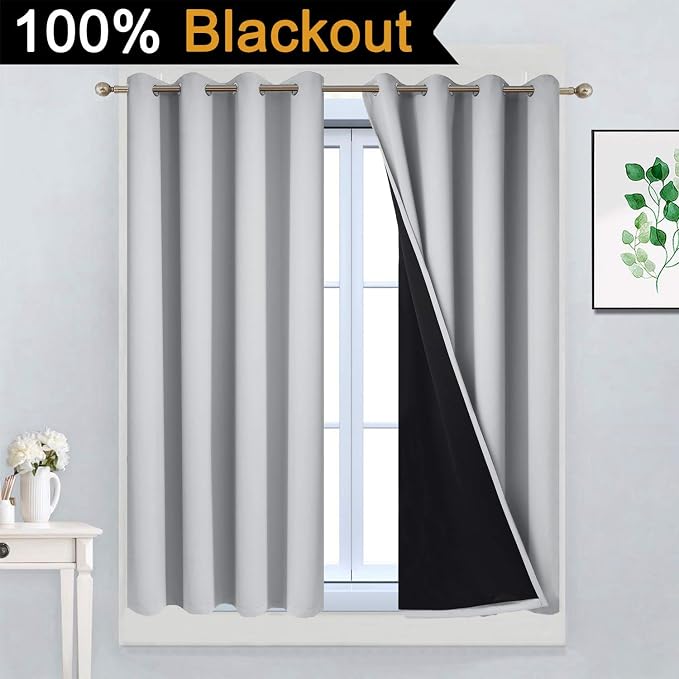 Yakamok Total Blackout Curtains, 2 Thick Layers Completely Blackout Thermal - Image 2