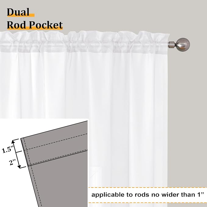 Aiyufeng 108 Inch White Sheer Window Curtains - Image 3
