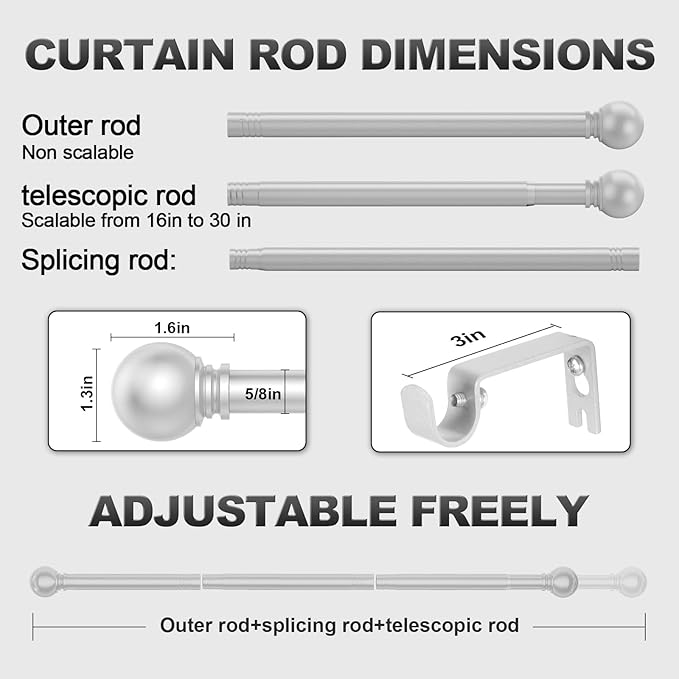 Silver Curtain Rods for Windows - Image 3