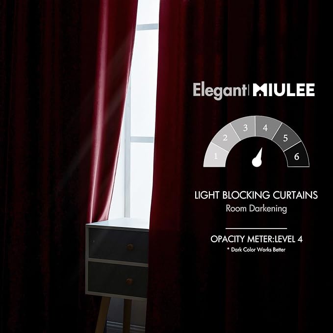 MIULEE Velvet Curtains 96 inches 2 Panels - Image 5