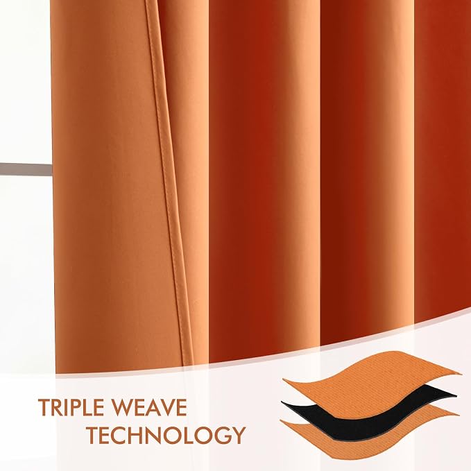 MIULEE Orange Back Tab Blackout Curtains 108 Inch Long 2 Panels Set - Image 7