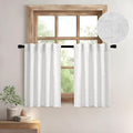 MIULEE White Curtains 24 Inch Length 2 Panels, Soft Thick Linen Textured Semi by MIULEE
