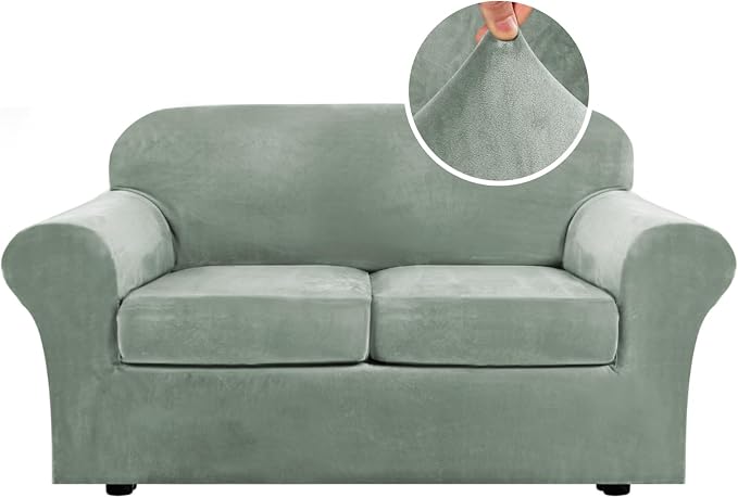 H.VERSAILTEX Real Velvet Plush 3 Piece Stretch Sofa Covers Couch Covers by HVERSAILTEX