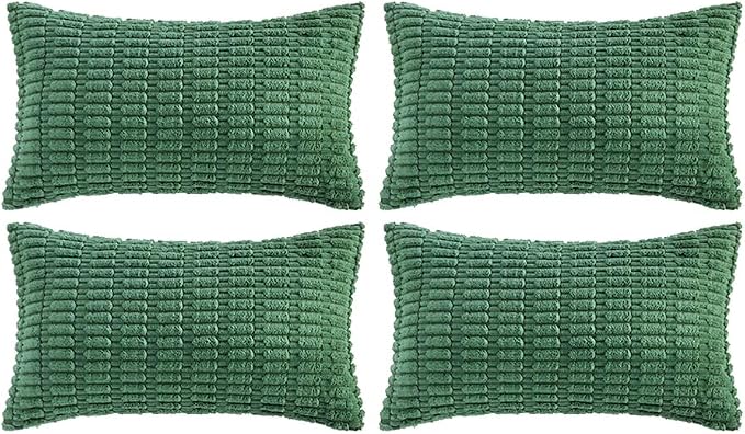 Fancy Homi Set of 4 Green Lumbar Rectangle Decorative Throw Pillow Covers 16x24 by Fancy+Homi