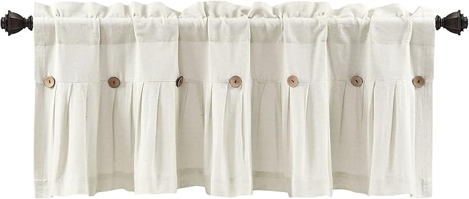 Lush Decor Linen Button Farmhouse Valance Curtians 84"W x 18"L Off White - Image 7