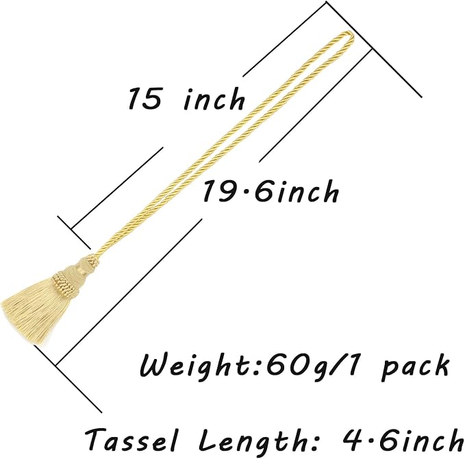 Fenghuangwu 2 Pack Curtain Tie Backs Rope Tassels - Image 2