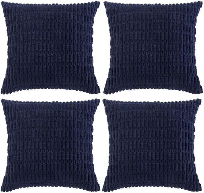 Fancy Homi 4 Packs Navy Blue Decorative Throw Pillow Covers 16x16 Inch by Fancy+Homi