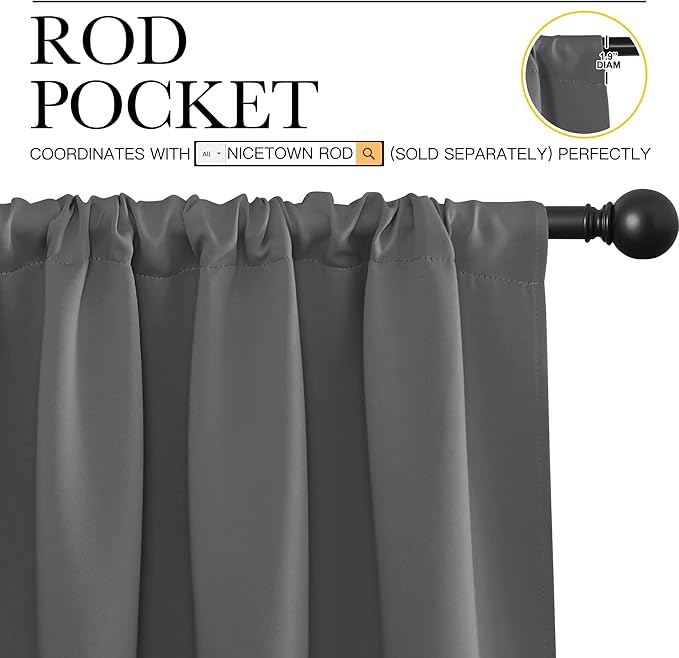 NICETOWN Grey Window Curtains for Bedroom - Image 3