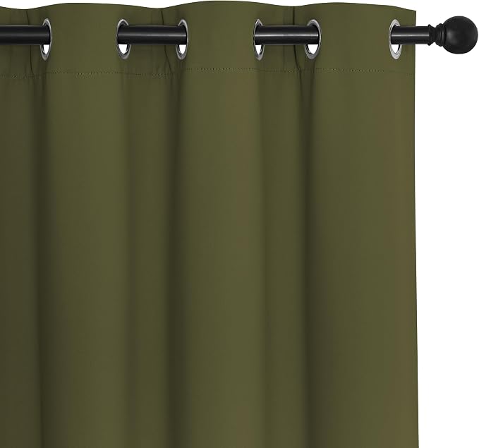 NICETOWN Olive Bedroom Curtains 72 inches Long, Grommet Blackout Thermal - Image 7