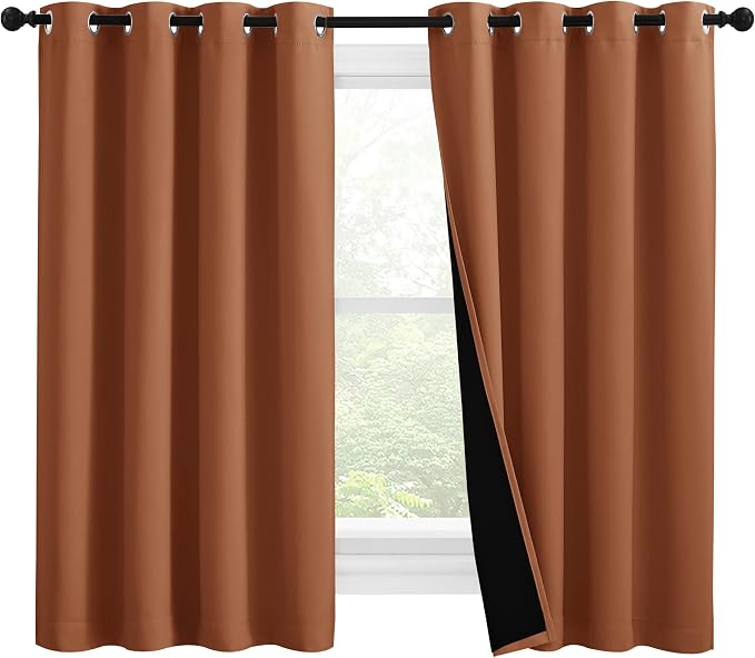 NICETOWN 100% Blackout Curtains 57 inches Long, Double-Deck Completely Blackout by NICETOWN