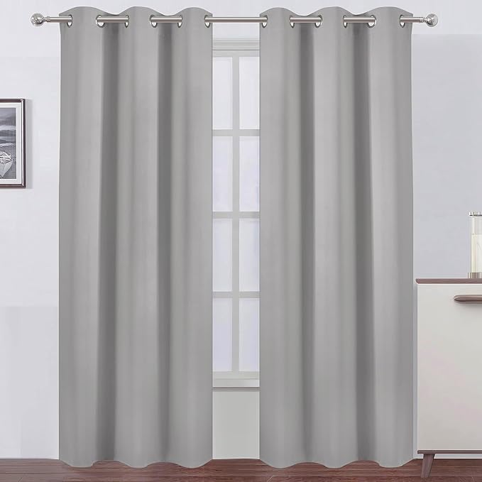 LEMOMO Blackout Curtains 38 x 84 inch/Light Grey Curtains Set of 2 by Lemomo