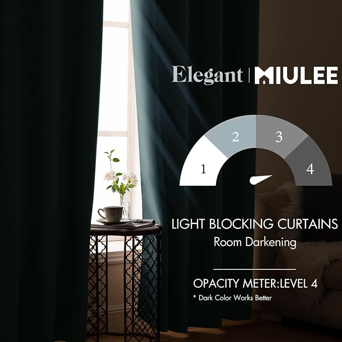 MIULEE Blackout Room Darkening Curtains Thermal Insulated Drapes Solid Window - Image 2
