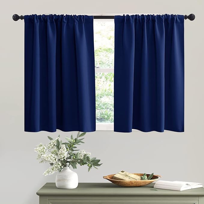 RYB HOME Short Marine Blue Blackout Curtains by RYBHOME