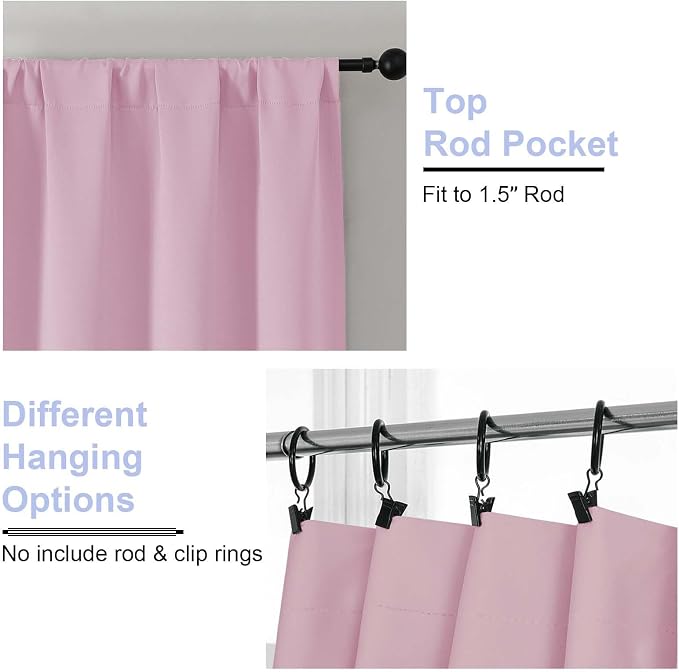 Simplebrand Ava Pink Short Blackout Curtains - Image 4