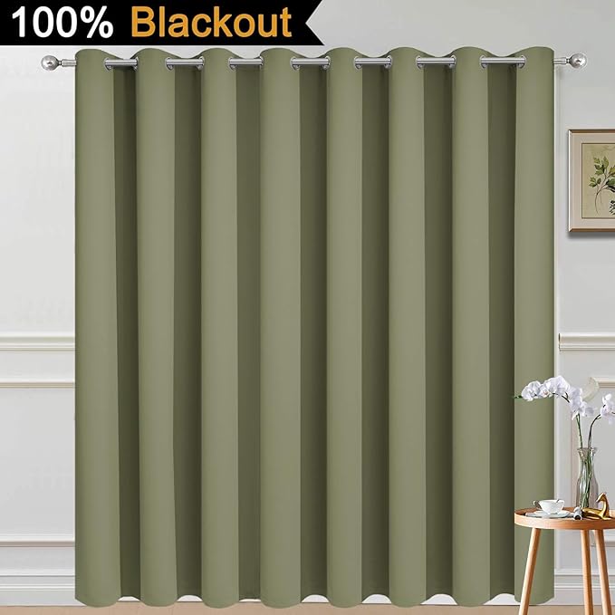 Yakamok 100% Blackout Extra Wide Thermal Insulated Curtains, Total Shade Patio - Image 2