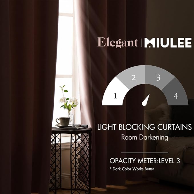 MIULEE Light Pink Room Darkening Curtains Thermal Insulated Drapes Solid Window - Image 2