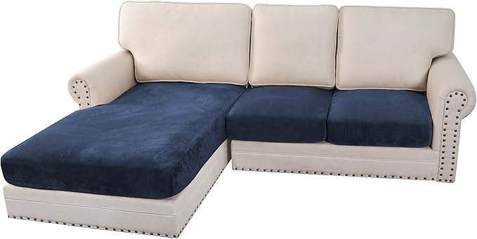 H.VERSAILTEX Velvet Stretch Sectional Couch Covers 3 Pieces Sofa Seat Cushion by HVERSAILTEX