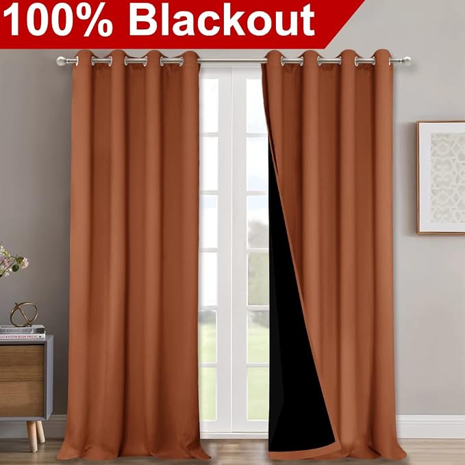 NICETOWN 100% Blackout Blinds, Burnt Orange, Laundry Room Decor Window - Image 2