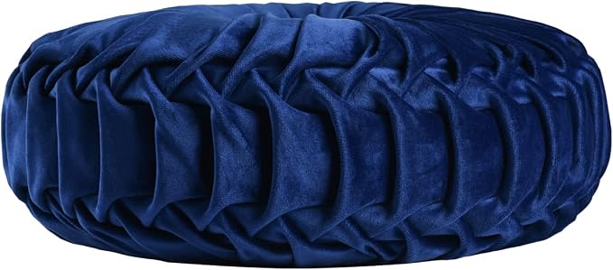 HIG Set of 2 Decorative Round Pleated Throw Pillows, Classy Accent Pumpkin - Image 4