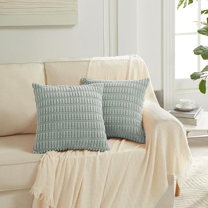Fancy Homi 4 Packs Grey Blue Decorative Throw Pillow Covers 22x22 Inch - Image 6