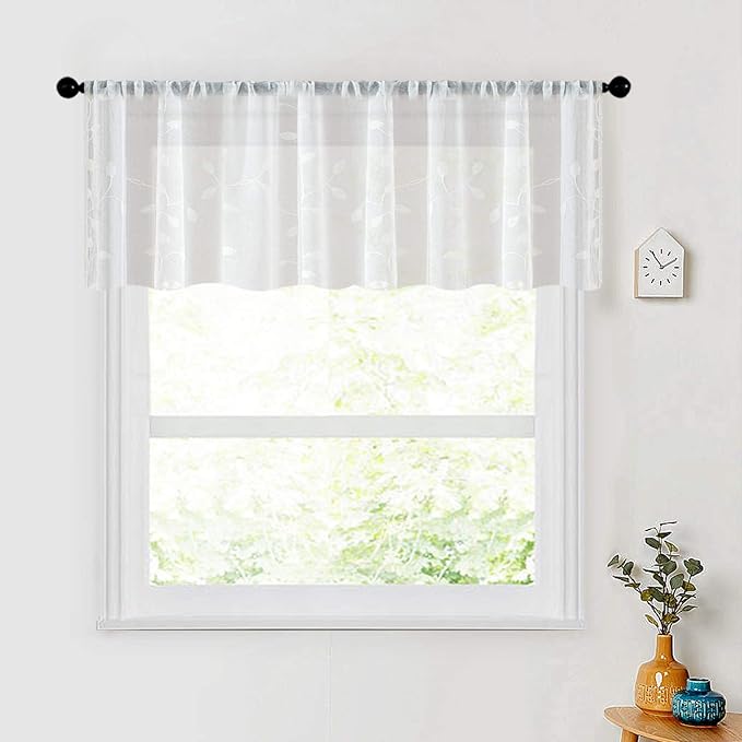 MRTREES Sheer Valance Curtain, Christmas Sheer Curtains Valances Rod Pocket by MRTREES