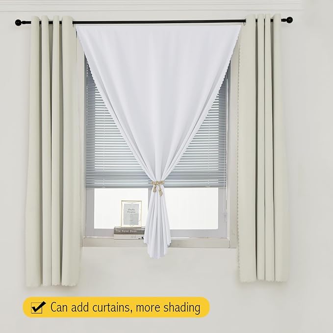 Room Darkening Curtains with Adhesive Backing Tool Free Hanging Window Drapes - Image 8