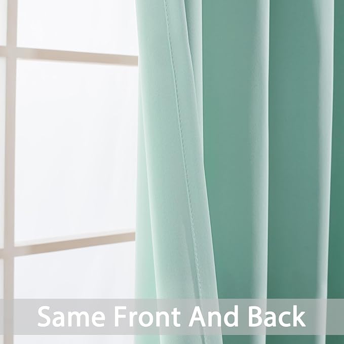 Yakamok Wide Thermal Blackout Patio Door Curtain Panel, Aqua Grommet Sliding - Image 4