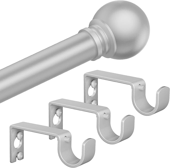 Silver Curtain Rods for Windows by Authandis