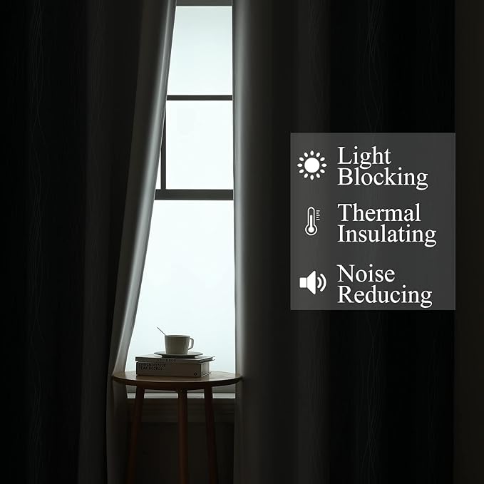 Estelar Textiler Navy Blue and Greyish White Blackout Curtains 84 Inches Long - Image 3