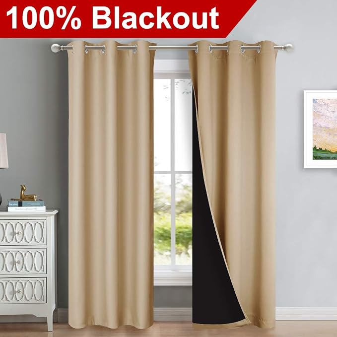 NICETOWN Blackout Curtains 80 inches Long, Full Light Blocking Drapes - Image 2