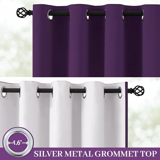 Yakamok 100% Blackout Curtain Panels 63 inches Cold and Light Blocking Drapes - Image 2