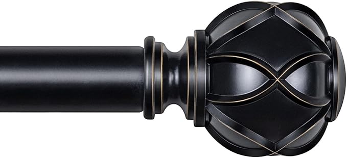 KAMANINA 1 Inch Extra Long Curtain Rod 140 to 195 Inches Black Heavy Duty by KAMANINA