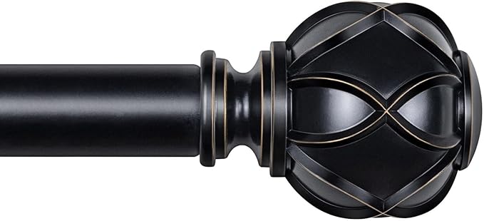 KAMANINA Black Curtain Rod 32 to 58 Inch, Adjustable Heavy Duty Curtain Rods by KAMANINA
