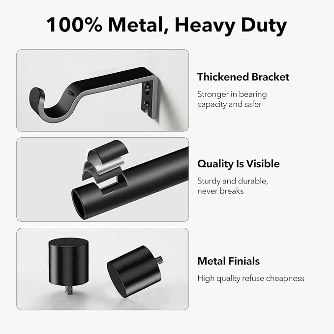 IFELS 2 Pack Heavy Duty Curtain Rods - Image 4