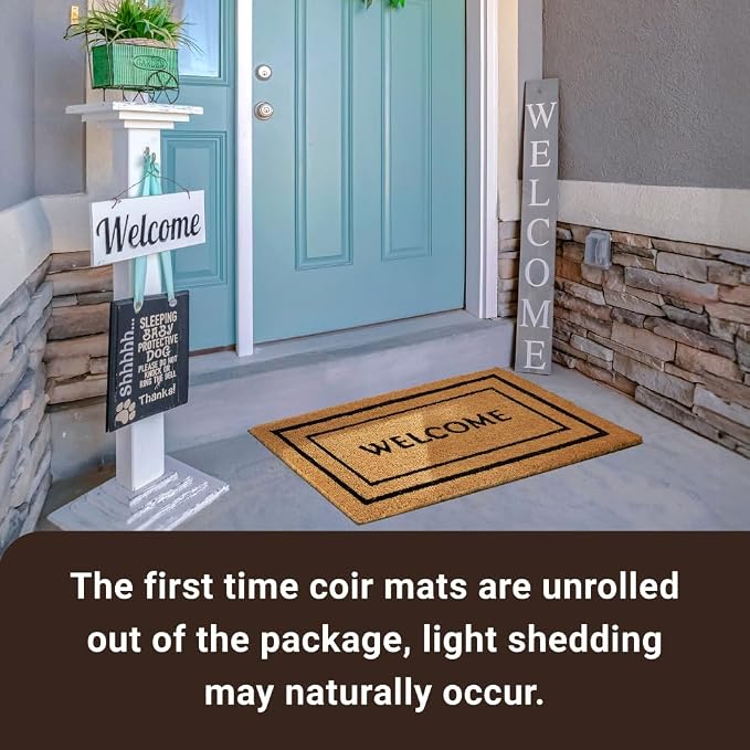 KANKUN Coco Coir Door Mat with Heavy Duty Backing, Welcome Doormat, Doormat - Image 7