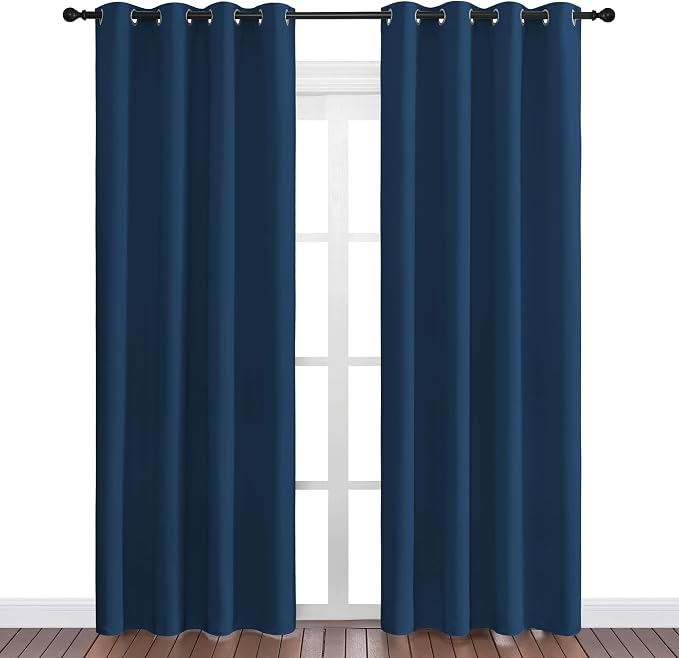 NICETOWN Moroccan Blue Blackout Curtains 86" Long, 2 Pieces - Image 2