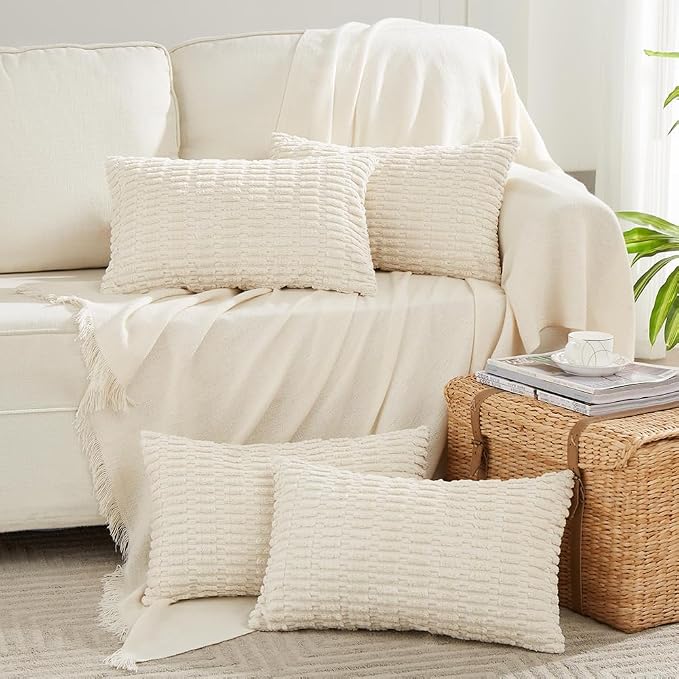 Fancy Homi 4 Packs Boho Cream Decorative Throw Pillow Covers 16x24 Inch by Fancy+Homi