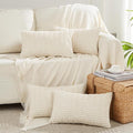 Fancy Homi 4 Packs Boho Cream Decorative Throw Pillow Covers 16x24 Inch by Fancy+Homi