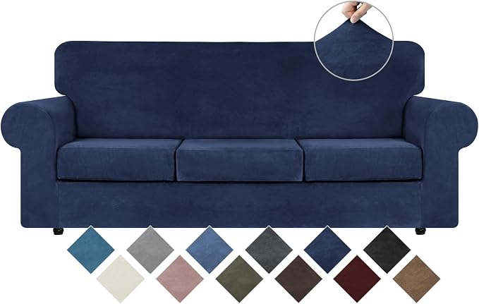 WEERRW 4 Pieces Velvet High Stretch Couch Covers by WEERRW