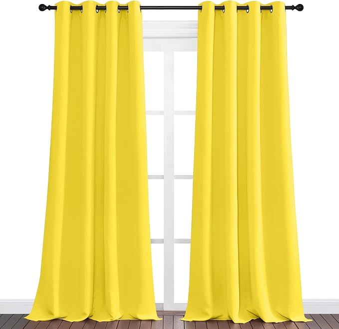 NICETOWN Bright Yellow Curtains 108" Long - Image 2