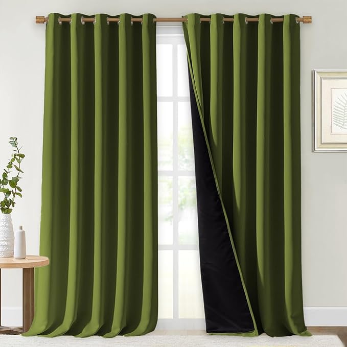 NICETOWN Full Shading Curtains for Windows, Olive Green, 70 inches W x 95 by NICETOWN