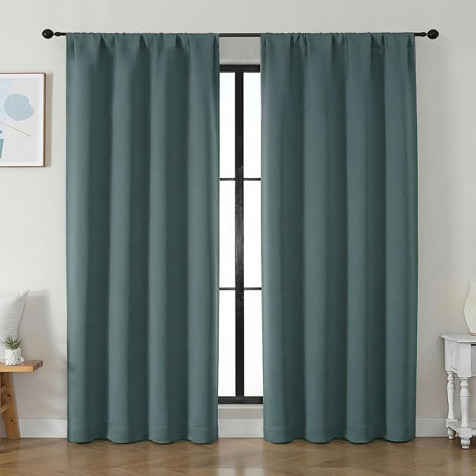 Simplebrand Ava Dark Green Blackout Curtains by Simplebrand