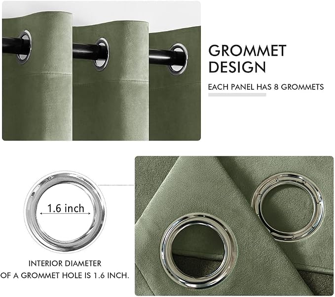 MIULEE Sage Green Elegant Grommet Curtains Thermal Insulated Soundproof Room - Image 2