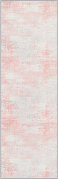3x14 Washable Runner Rug：Modern Abstract Soft Carpet Pink White | by FXRHLP