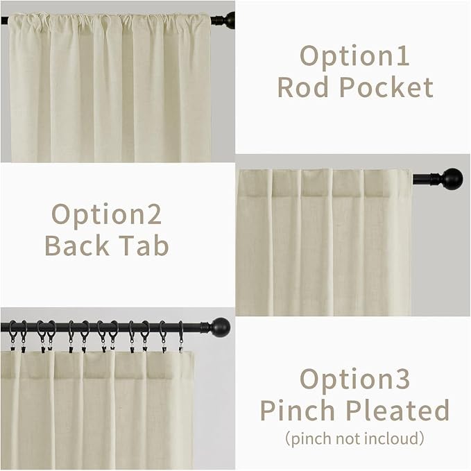 Joydeco Linen Curtains 72 Inch Length 2 Panels Set, Light Filtering Curtains - Image 3