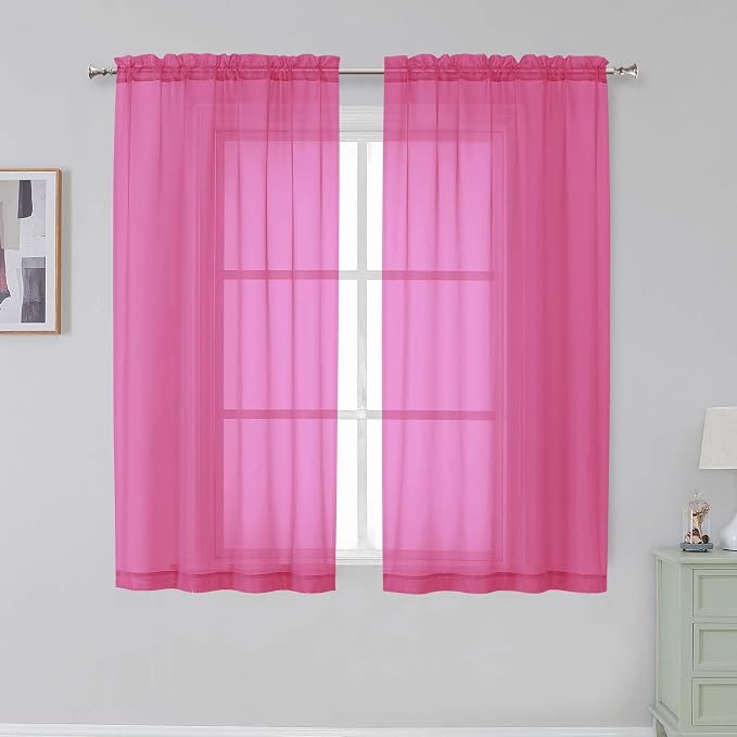 Simplebrand Rod Pocket Top Solid Voile Sheer Curtains by Simplebrand