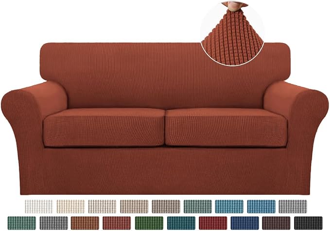 Turquoize 3 Piece Sofa Covers for 2 Cushion Couch Sofa Slipcover Soft Couch by Turquoize